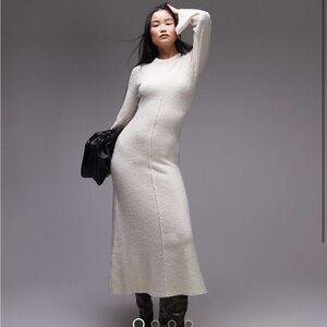 Topshop knitted Boucle maxi dress in oat